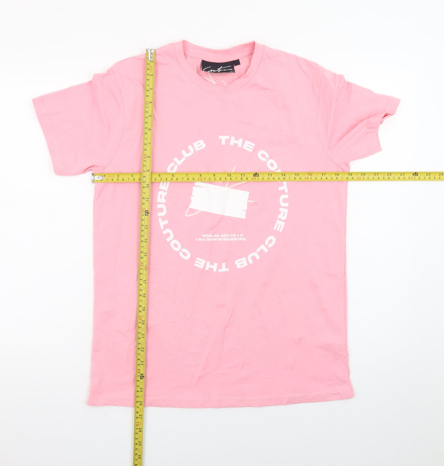 The Couture Club Women's Pink Cotton Blend Logo T-Shirt Size 10