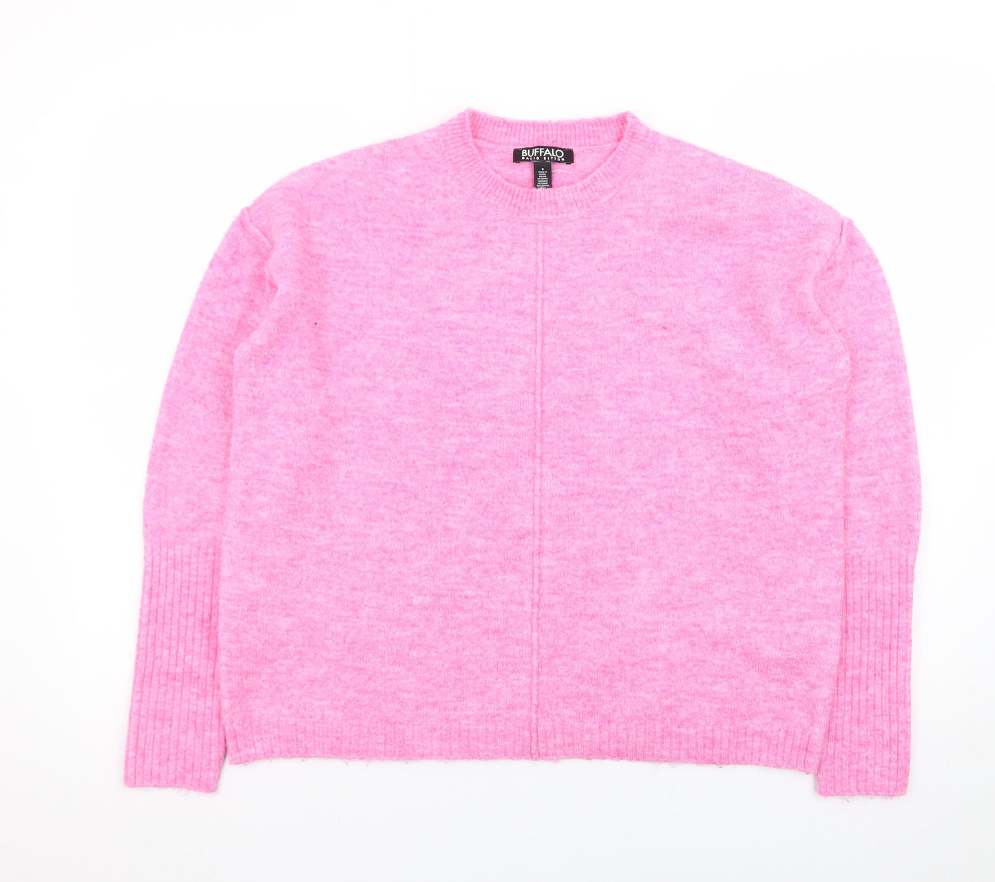 Buffalo David Bitton Women's Pink Crew Neck Knit Jumper Size S