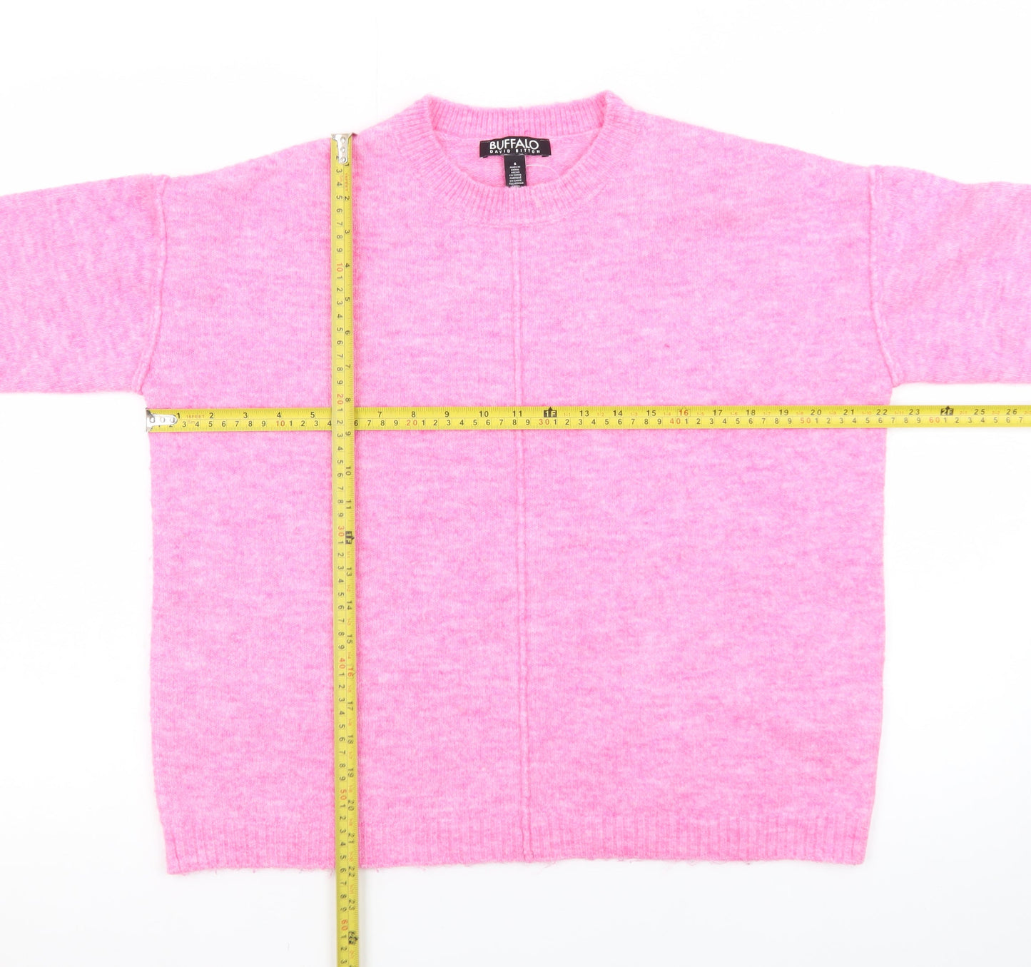 Buffalo David Bitton Women's Pink Crew Neck Knit Jumper Size S
