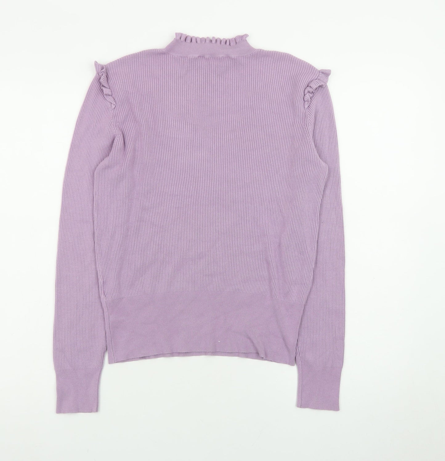 Oasis Women’s Purple Mock Neck Ruffle Knit Jumper Size 12