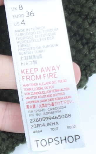 Topshop Women’s Green High Neck Chunky Knit Jumper Size 8