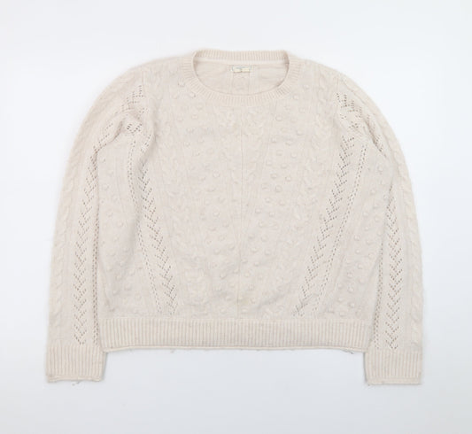 Fat Face Women Beige Cable Knit Pullover Jumper UK 12
