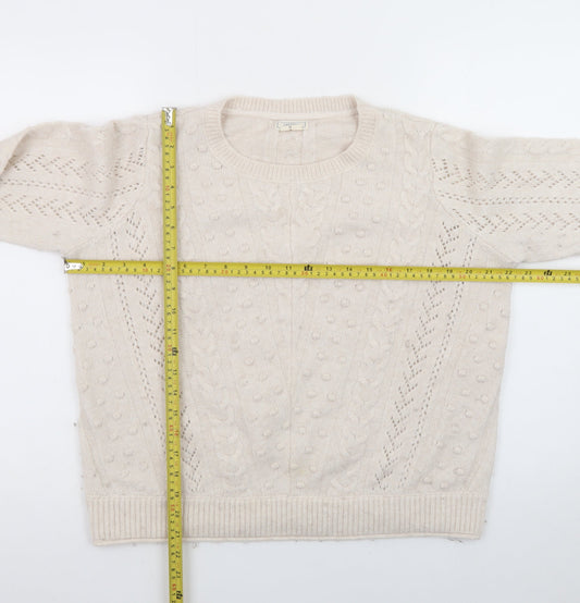 Fat Face Women Beige Cable Knit Pullover Jumper UK 12