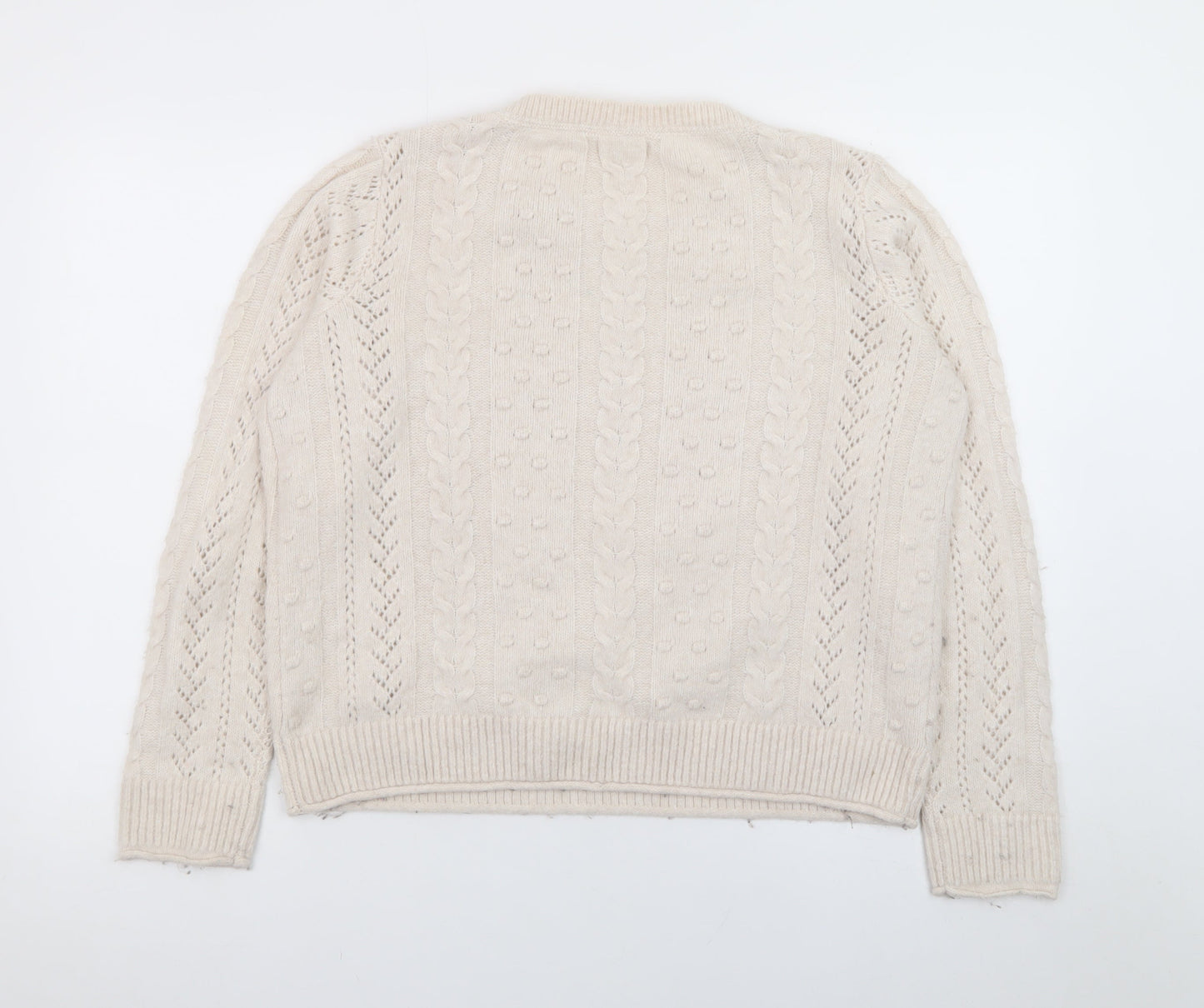 Fat Face Women Beige Cable Knit Pullover Jumper UK 12