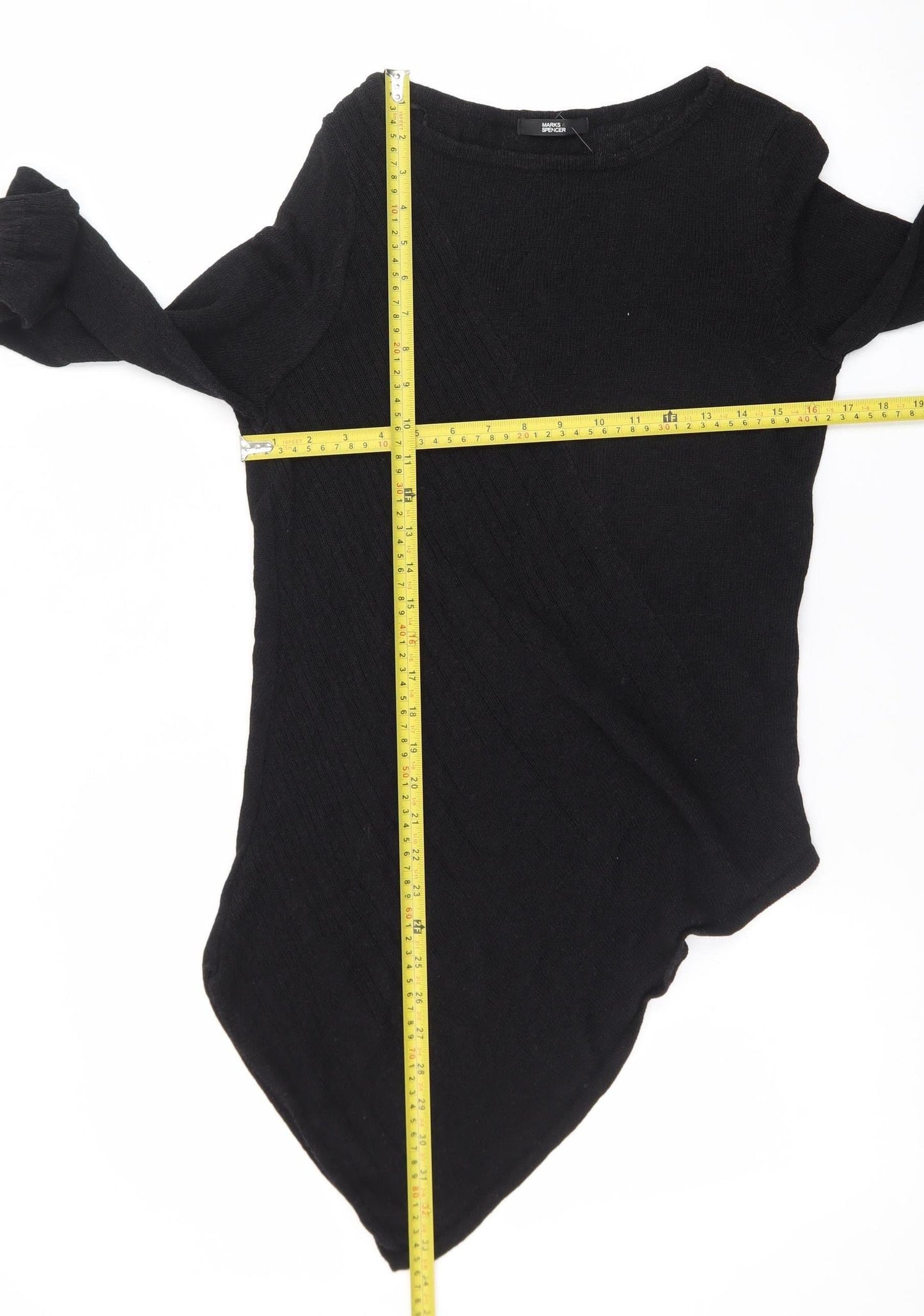 Marks and Spencer Women Black Size 16 Asymmetric Knit Dress