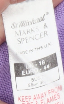 Marks and Spencer Women Purple Cotton Cardigan Size 16