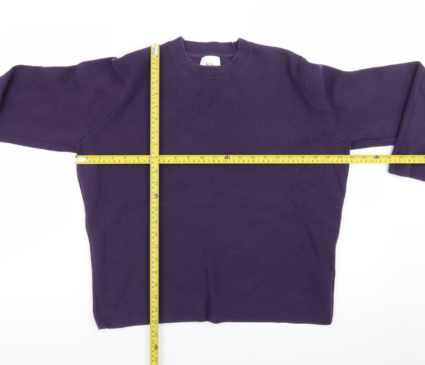 Kin Men's Purple Cotton Crew Neck Jumper Size M