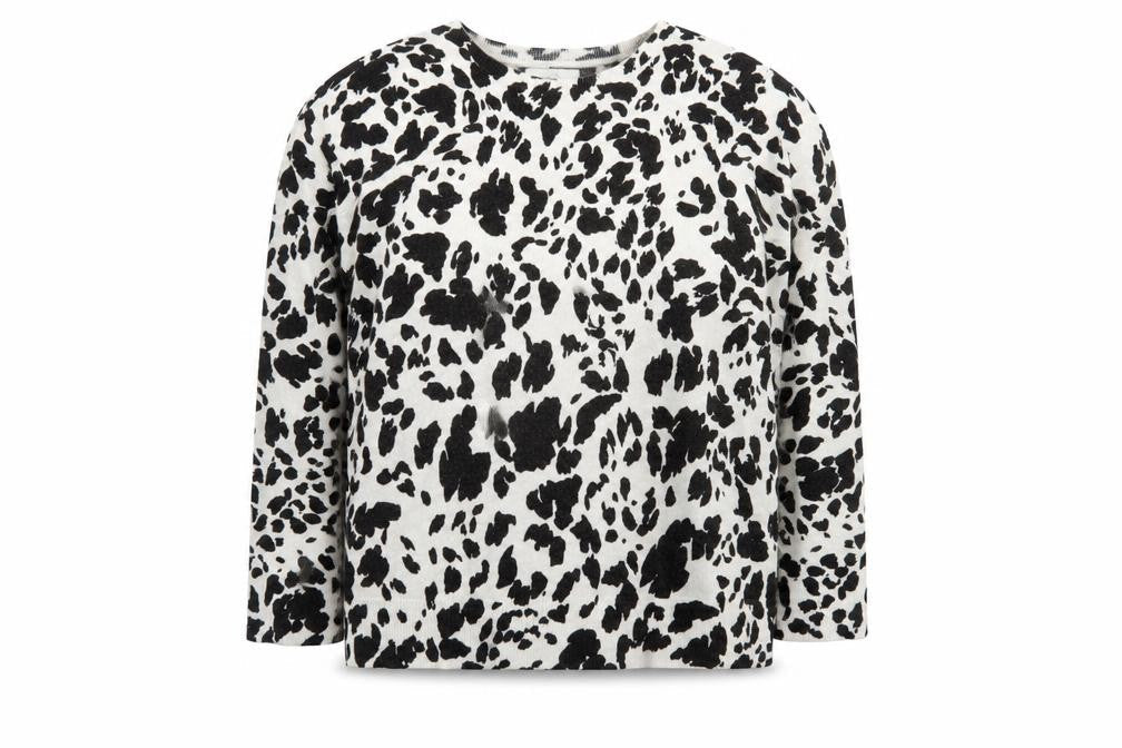 Marks & Spencer Women's Black Animal Print Crew Neck Jumper Size 14