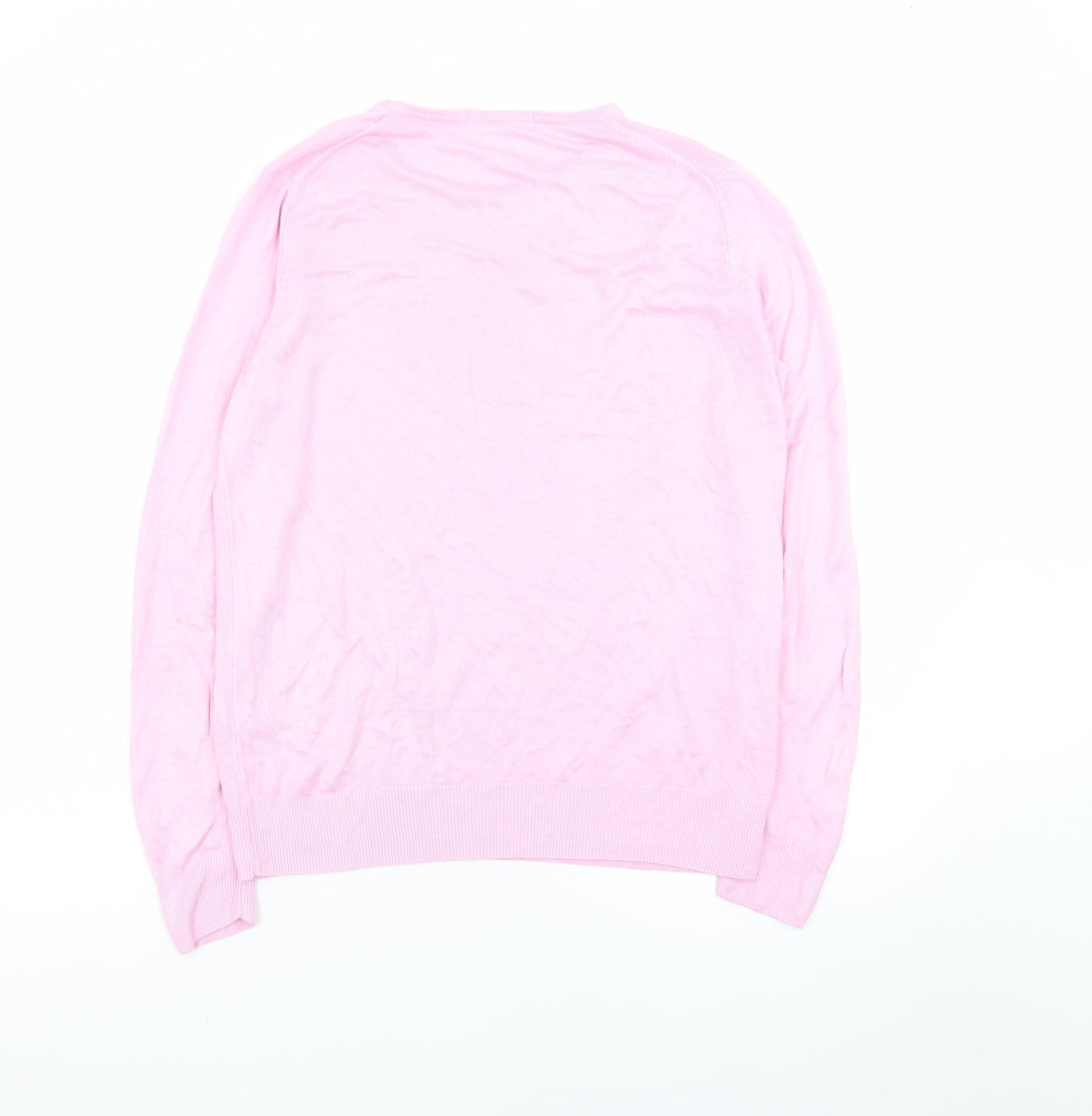 Marks and Spencer Women Pink Size 14 Acrylic Crew Neck Jumper