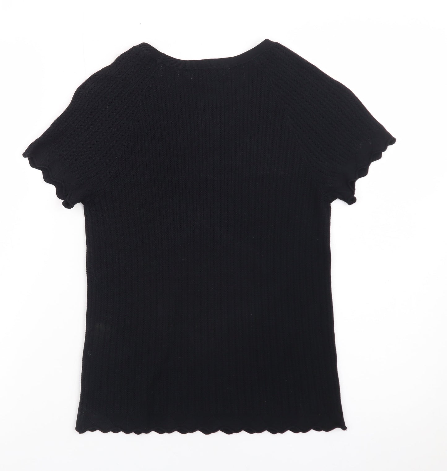 Marks and Spencer Women’s Black Short Sleeve Ribbed Knit T-Shirt Size S