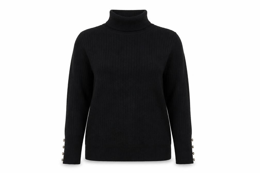 Quiz Womens Black Roll Neck Long Sleeve Pullover Jumper Size L