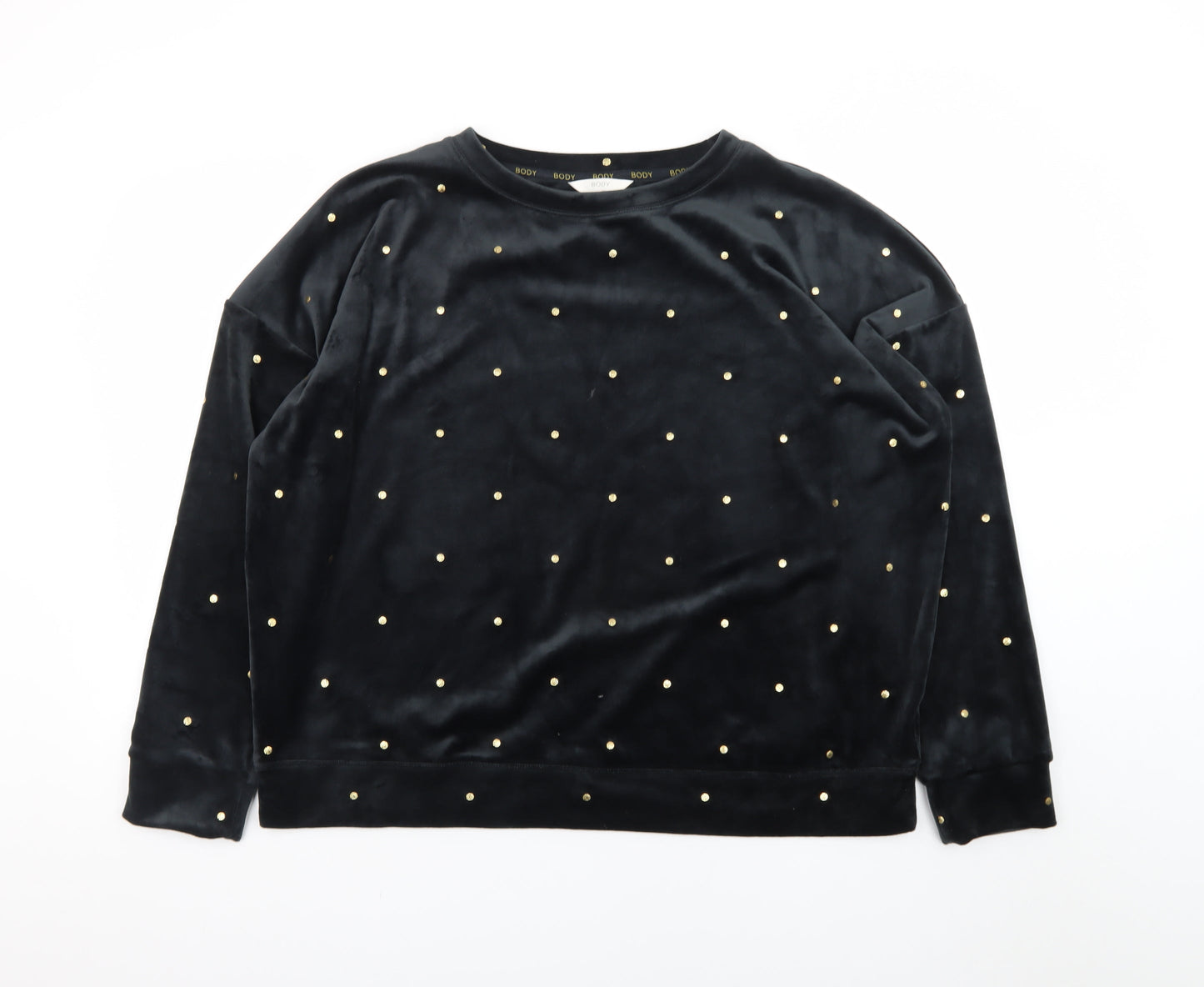 Marks and Spencer Womens Black Velvet Studded Pullover Sweatshirt Size L