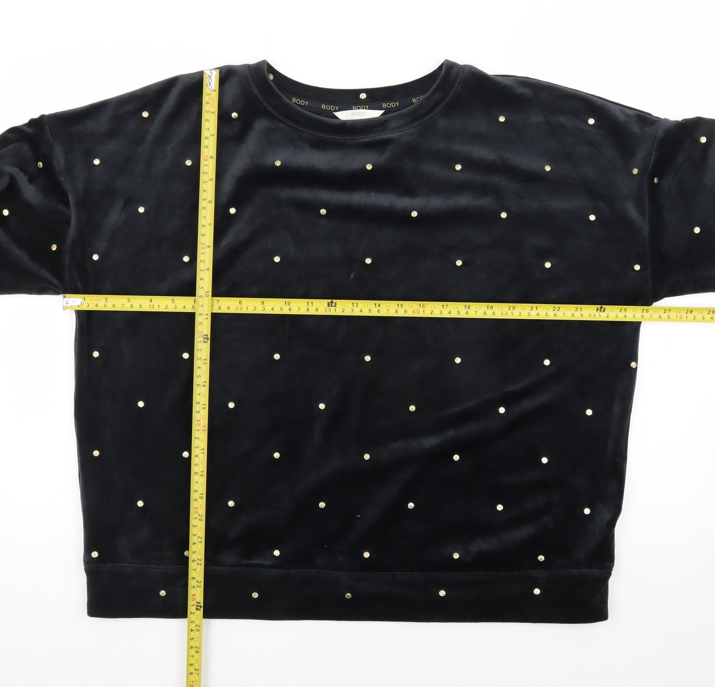 Marks and Spencer Womens Black Velvet Studded Pullover Sweatshirt Size L