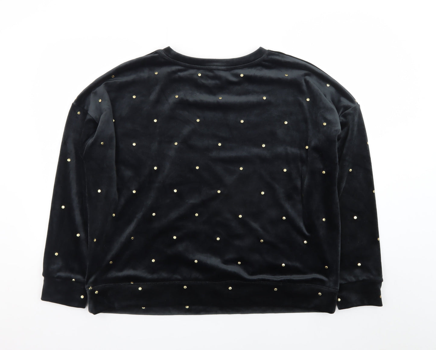 Marks and Spencer Womens Black Velvet Studded Pullover Sweatshirt Size L
