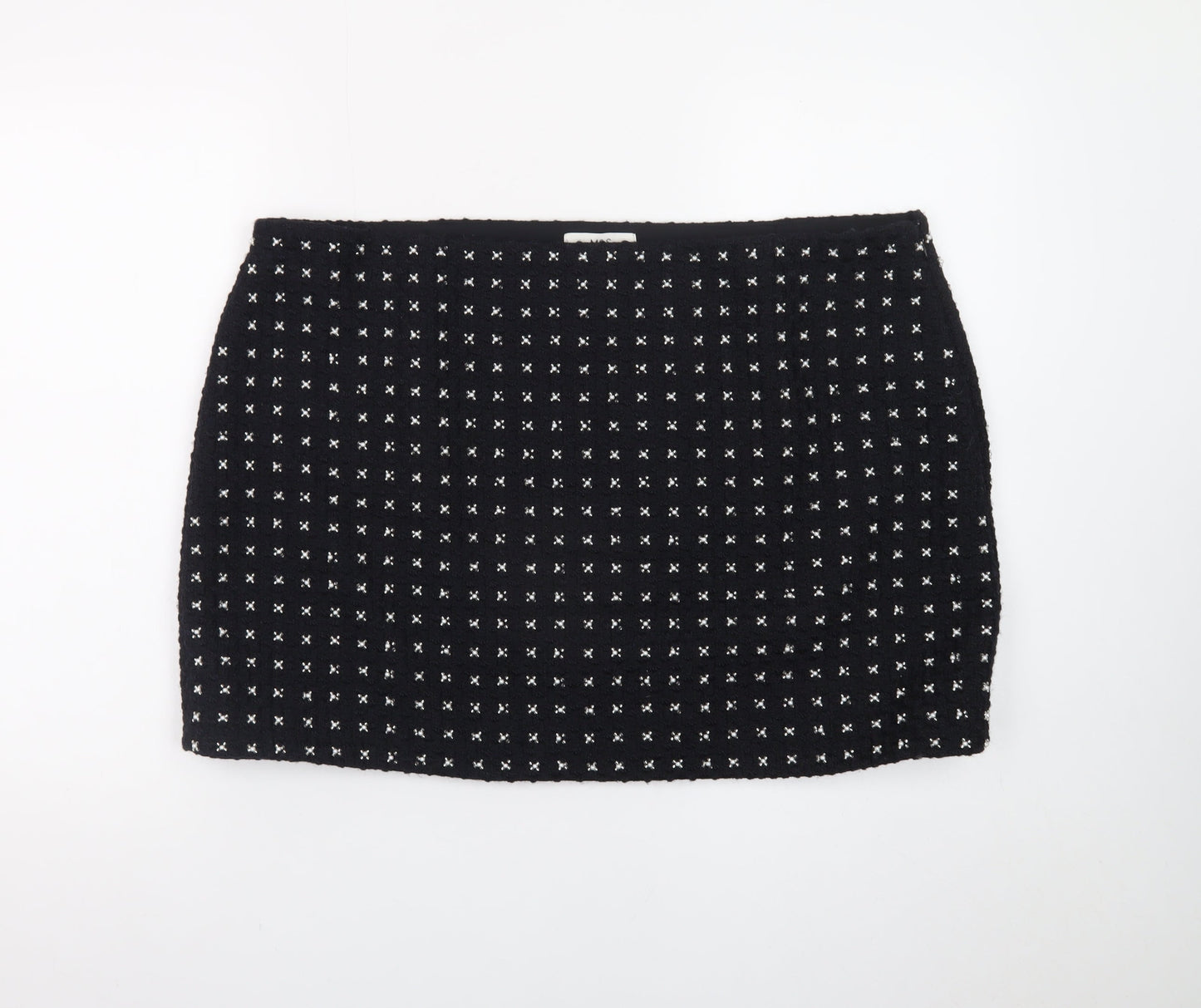 Marks and Spencer Women Black Size 20 Short Tweed Pencil Skirt
