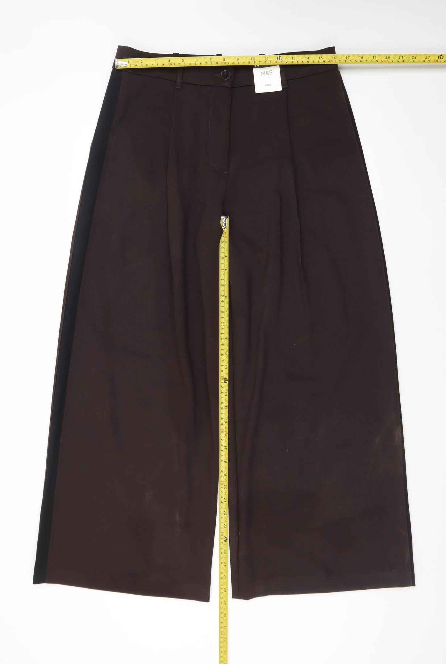 Marks and Spencer Women Brown Size 14 Wide-Leg Trousers