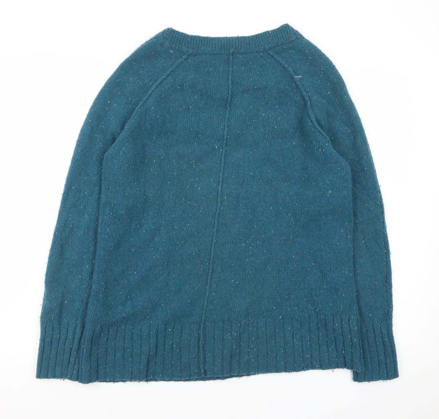 Fat Face Womens Blue V-Neck Lambswool Knit Jumper Size 12