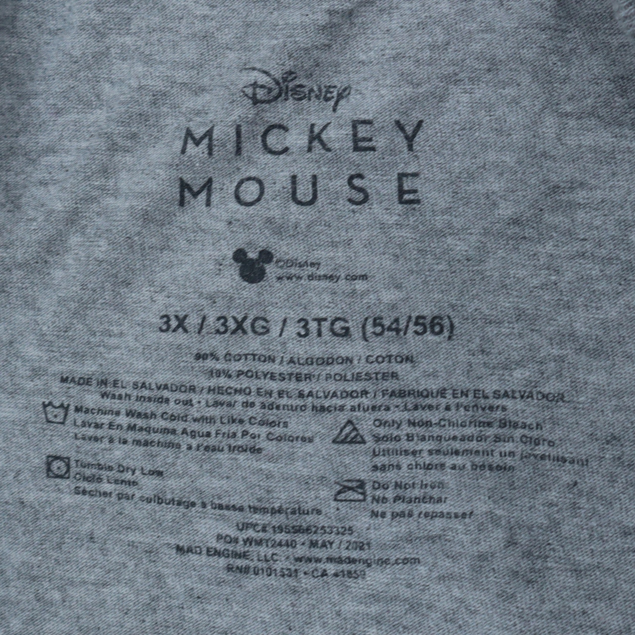 Disney Women’s Grey Mickey Mouse 3XL Cotton Blend T-Shirt