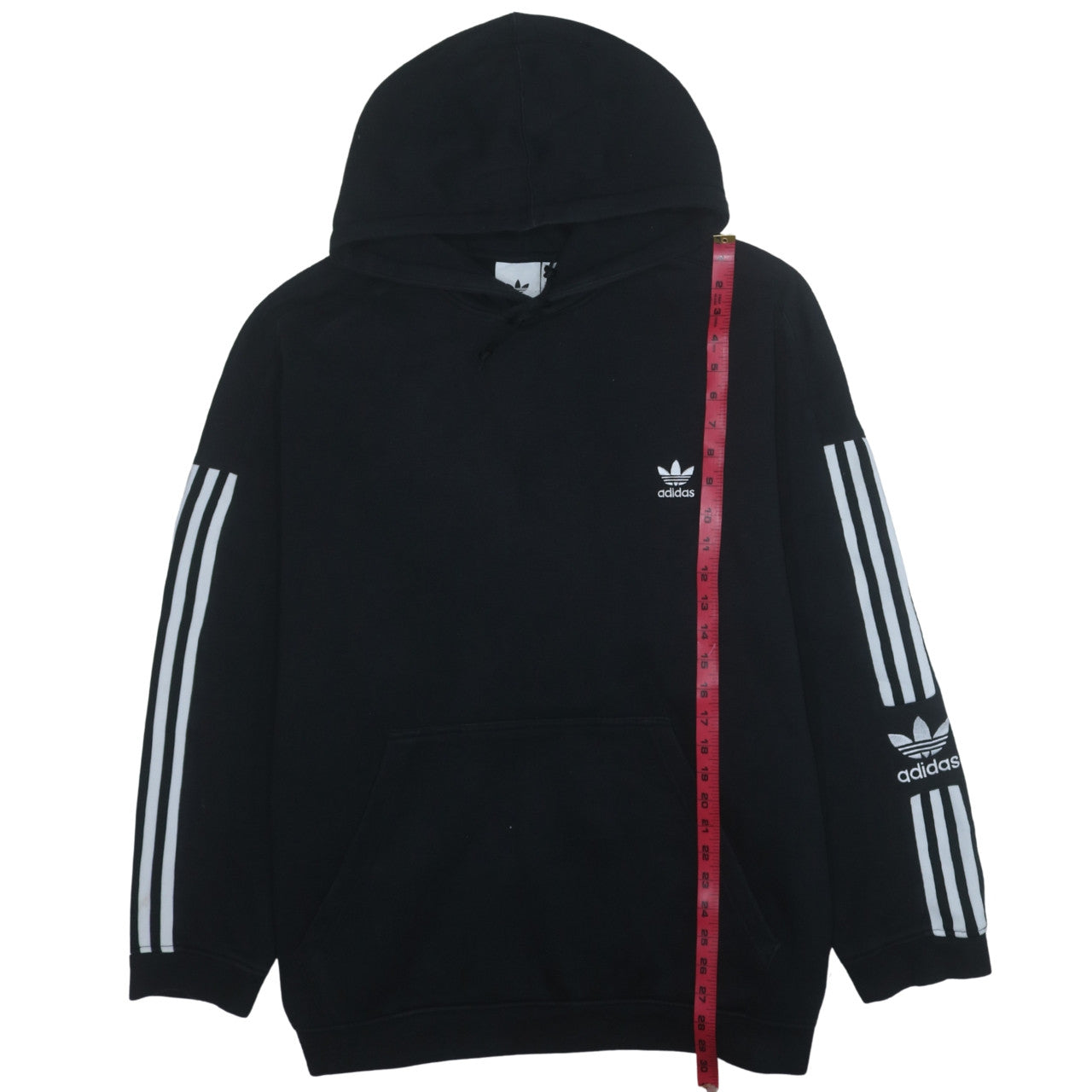Adidas Men's Black 2XL Pullover Hoodie with Logo Stripes