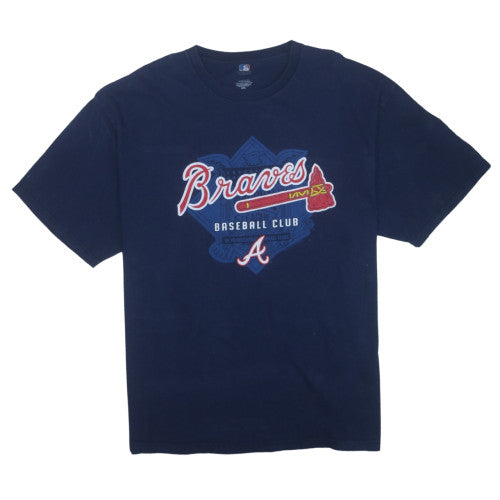 Majestic Men's Navy Atlanta Braves 2XL Crew Neck Graphic T-Shirt