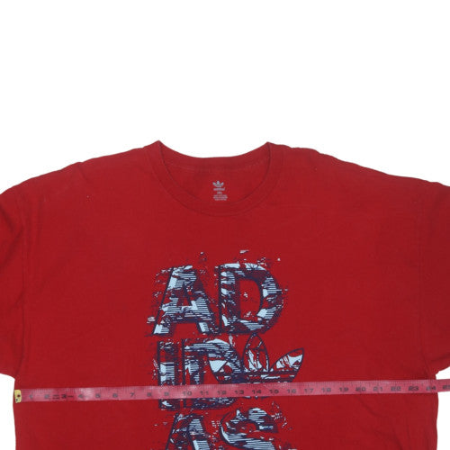Adidas Mens Red 2XL Graphic Cotton Crew Neck T-Shirt