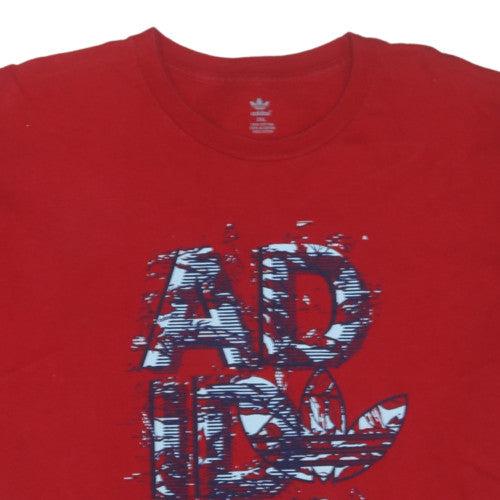 Adidas Mens Red 2XL Graphic Cotton Crew Neck T-Shirt