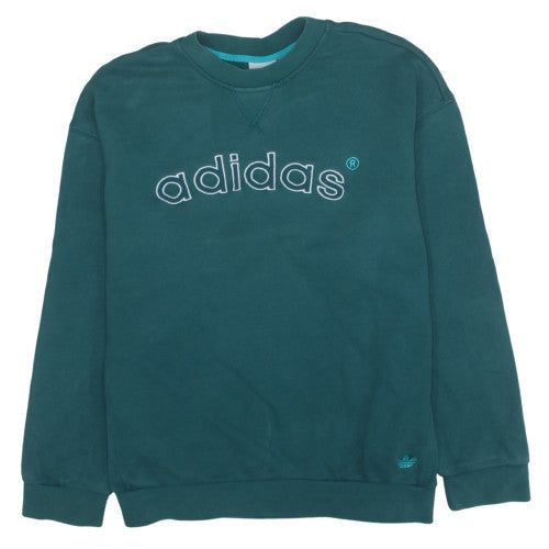 Adidas Mens Green XL Crew Neck Pullover Logo Sweatshirt