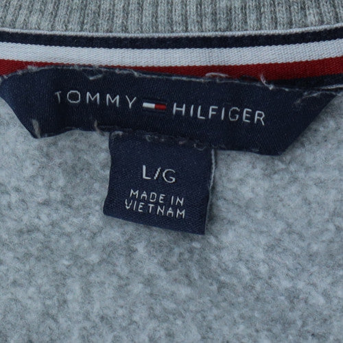 Tommy Hilfiger Women Grey Logo Crew Neck Sweatshirt L