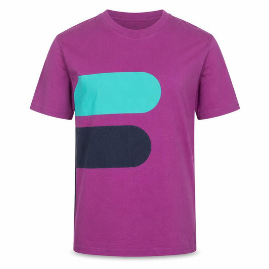 Fila Unisex Purple Colourblock Cotton T-Shirt Size XL