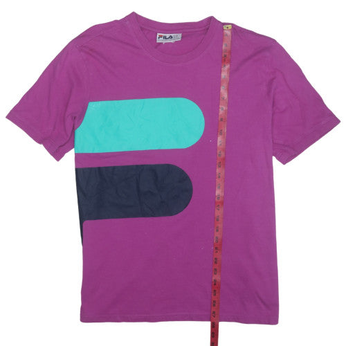 Fila Unisex Purple Colourblock Cotton T-Shirt Size XL
