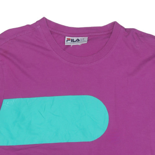 Fila Unisex Purple Colourblock Cotton T-Shirt Size XL