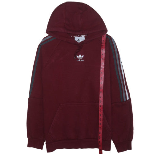 adidas Men's Red XL Pullover Hoodie with Logo and Drawstring