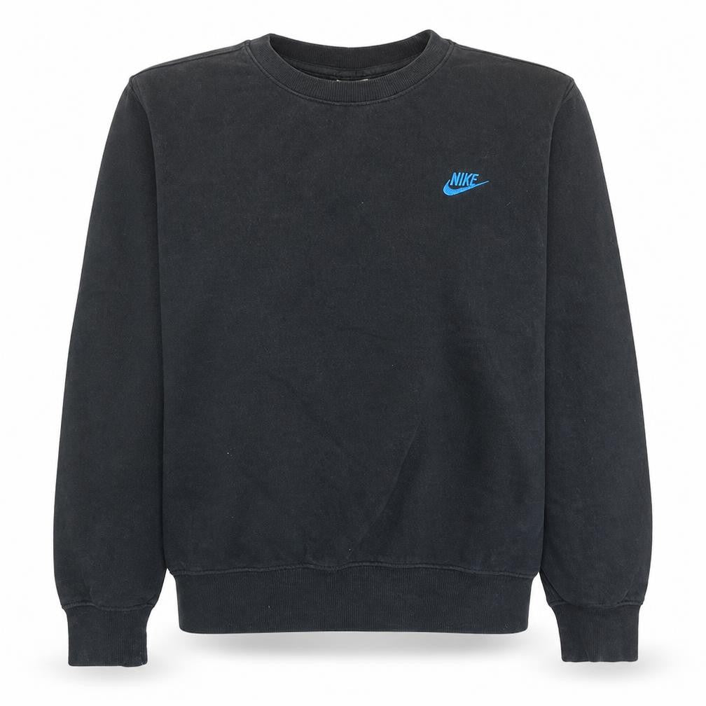 Nike Womens Black Blue Logo Crew Neck Pullover Sweatshirt M