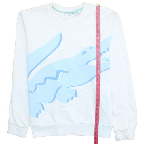 Lacoste Men's White Classic Fit Graphic Crocodile Sweatshirt L