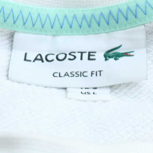 Lacoste Men's White Classic Fit Graphic Crocodile Sweatshirt L