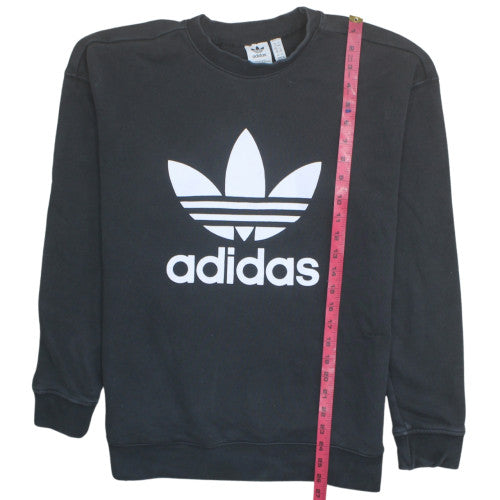 Adidas Womens Black Crew Neck Logo Sweatshirt UK 12