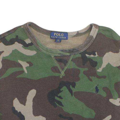 Ralph Lauren Boys Green Camouflage Pullover Sweatshirt L 14-16 Years