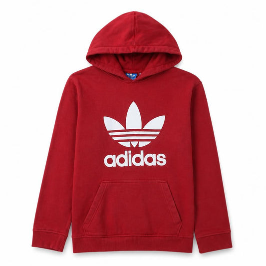 Adidas Men's Red Pullover Hoodie Size L Regular Fit Sportswear