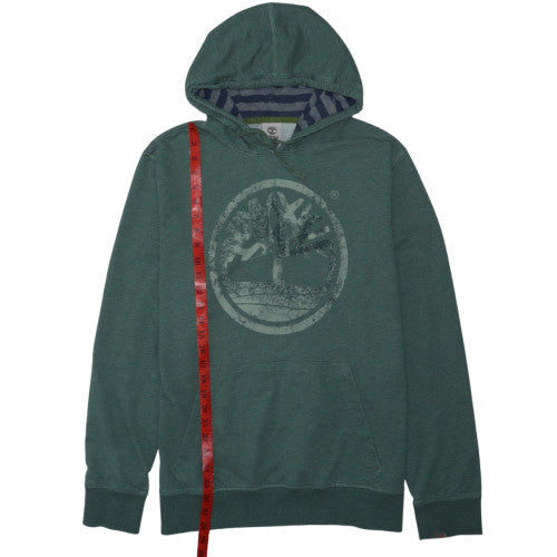 Timberland Men's Green XL Pullover Hoodie with Logo Print