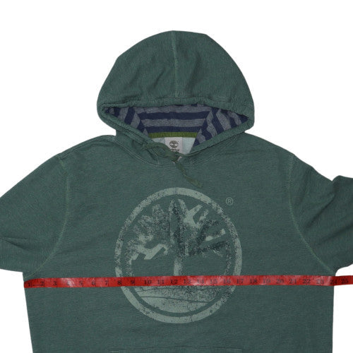 Timberland Men's Green XL Pullover Hoodie with Logo Print