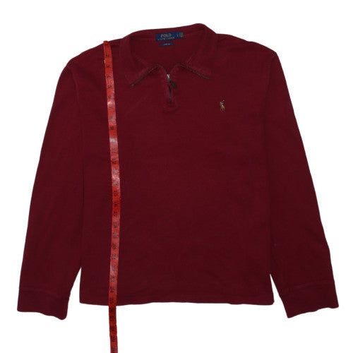 Ralph Lauren Men's Red 1/4 Zip Cotton Collared Jumper Size L