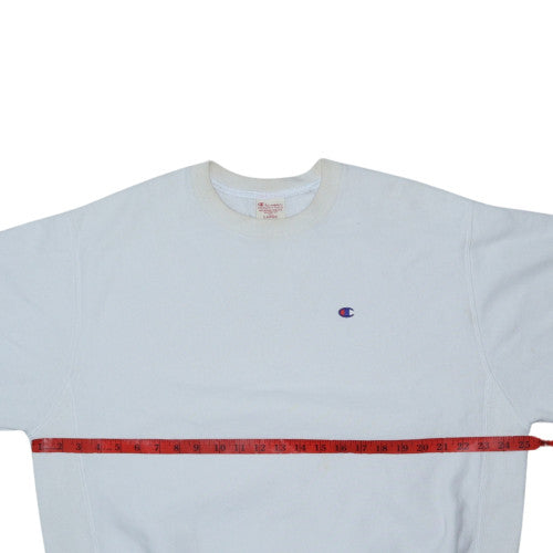 Champion Men's White Reverse Weave Crew Neck Sweatshirt Size L