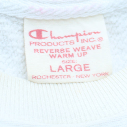 Champion Men's White Reverse Weave Crew Neck Sweatshirt Size L
