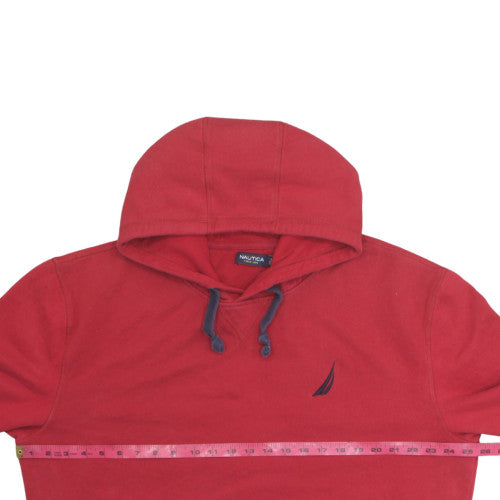 Nautica Men Red Pullover Hoodie XL Fleece Cotton Blend