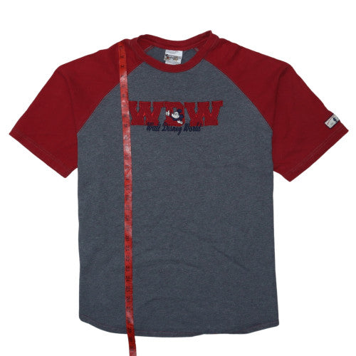 Close-up detail of Walt Disney World Women’s Grey Red Raglan Mickey T-Shirt XL