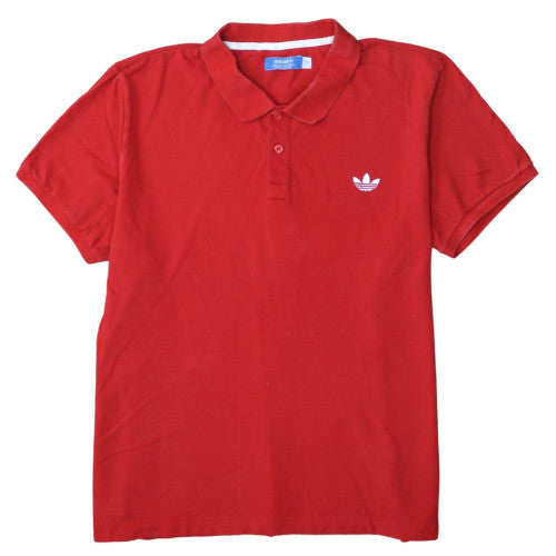 adidas Men's Red Collared Short Sleeve Cotton T-Shirt 2XL