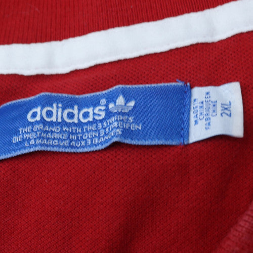 adidas Men's Red Collared Short Sleeve Cotton T-Shirt 2XL