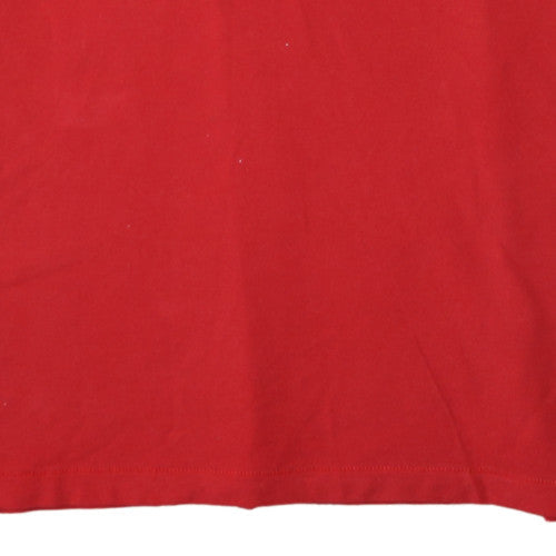 adidas Men's Red Collared Short Sleeve Cotton T-Shirt 2XL