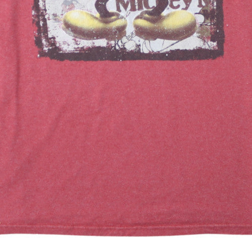 Disney Store Women Red Mickey Mouse T-Shirt 3XL Short Sleeve Cotton Blend