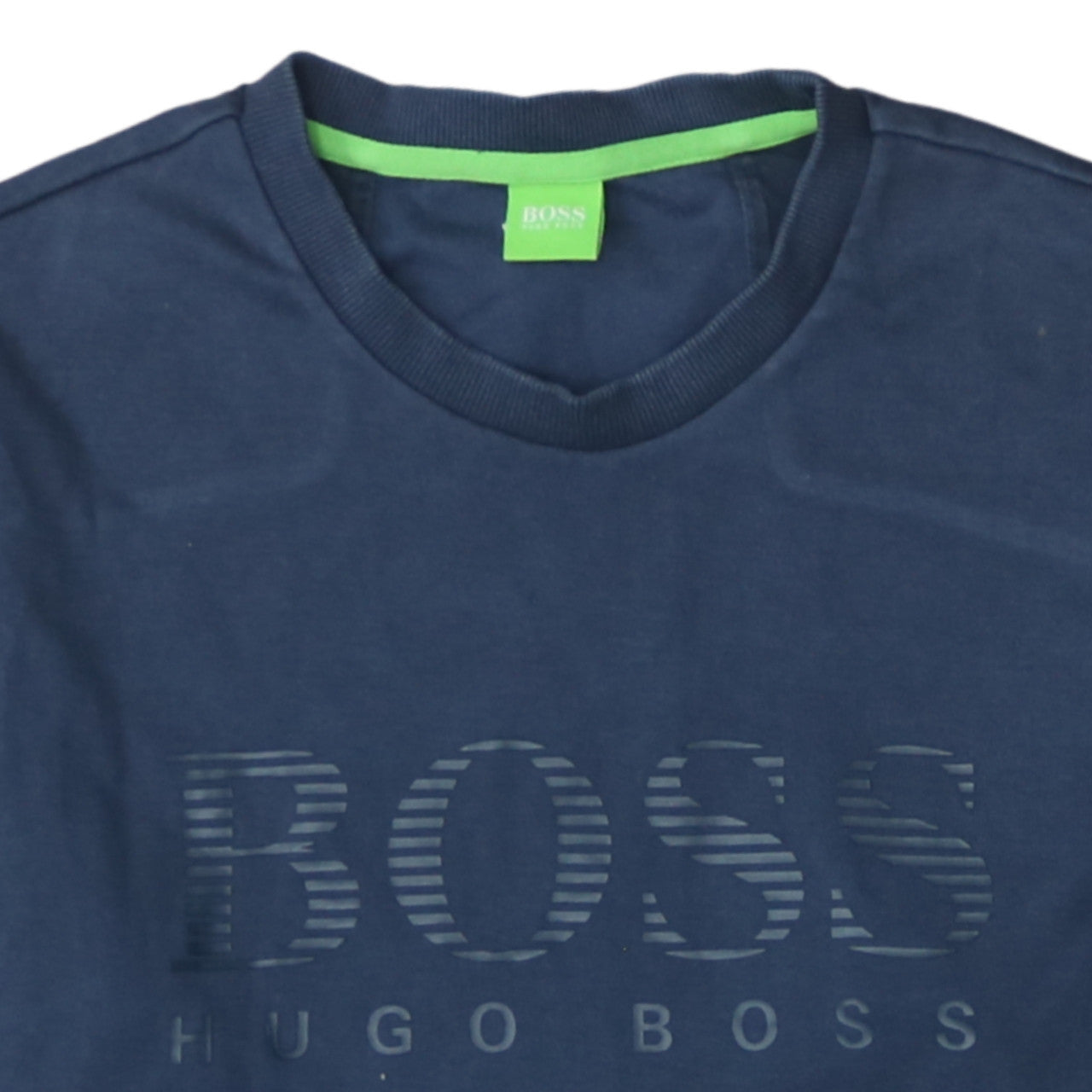 Hugo Boss Men's Blue Logo Crew Neck Cotton Sweatshirt - Size L